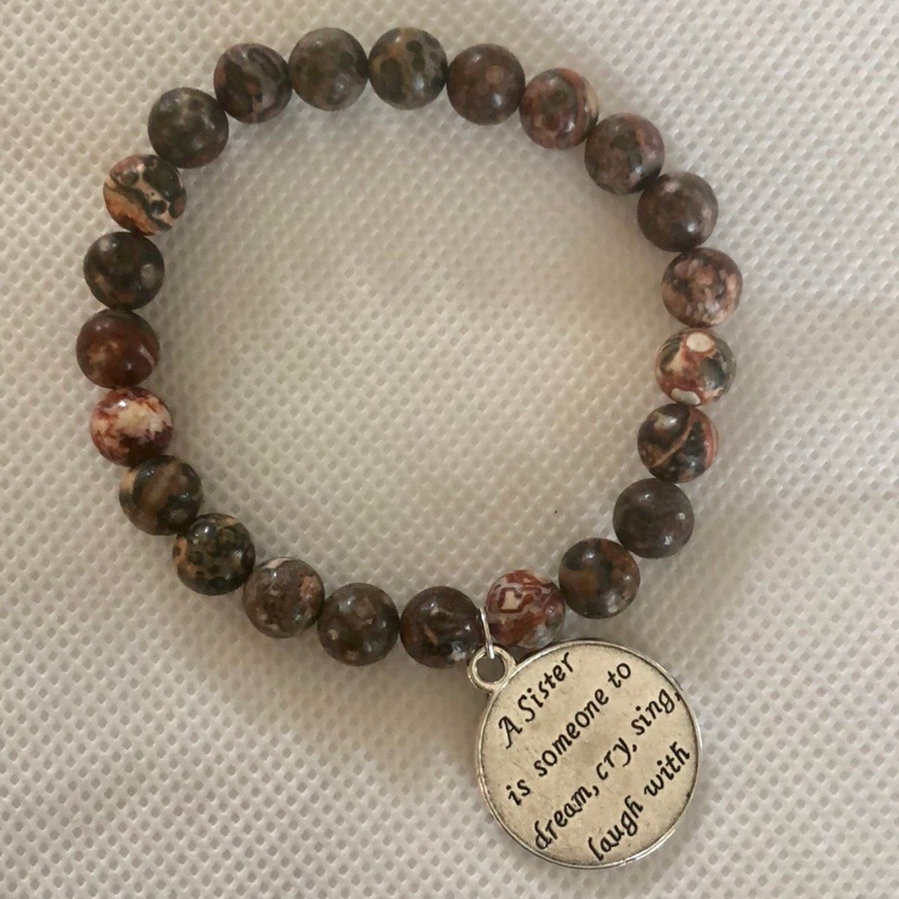 Handmade Beaded Charm Bracelet Round Natural Gemstone 7.50 Elastic Healing